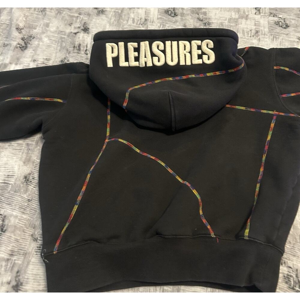 Pleasures Size Small Hoodie Fleece Lined With Rainbow Stitching Great Condition